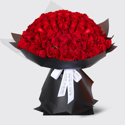 100 Red Roses Bouquet- Fresh Flowers