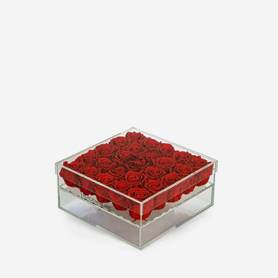 Vibrant Red Clear - Infinity Roses - BLACK AND BLANC