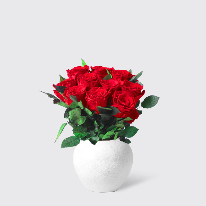 10 Red Rose in Vase - Infinity Roses
