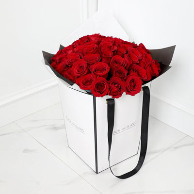 50/51 Red Roses Bouqs - Fresh Flowers - BLACK AND BLANC