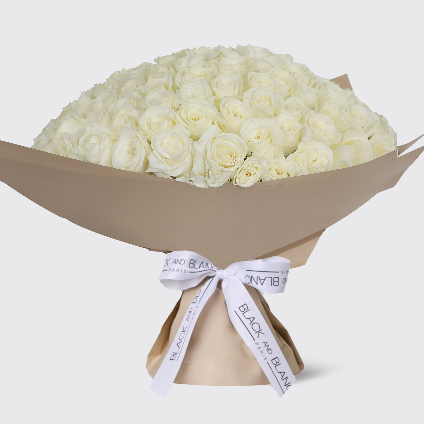 100 White Roses Bouquet - Fresh Flowers - Bouquet