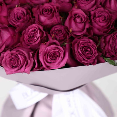100 Purple Roses Bouquet - Fresh Flowers