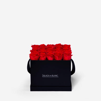 Vibrant Red Square Infinity - Infinity Roses - BLACK AND BLANC