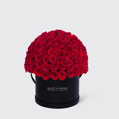 100/101 Red Roses Dome BouqBox - Fresh Flowers - BLACK AND BLANC