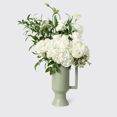 Amelia in a Green Ceramic Vase - Fresh Flowers - BLACK AND BLANC