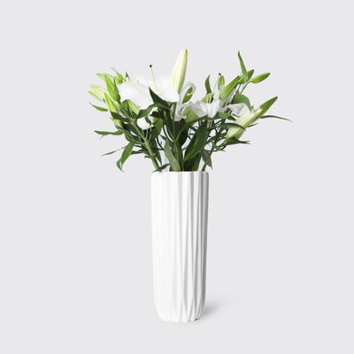 White Lily Lea in Vase - Fresh Flowers - BLACK AND BLANC