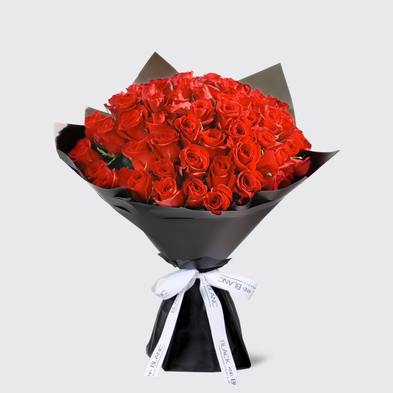 Red 50/51 Roses Bouquet - BLACK AND BLANC