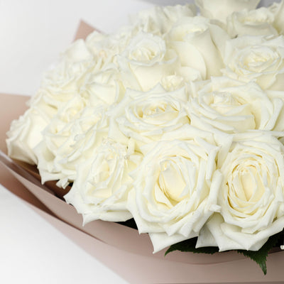 50/51 White Roses Bouqs - Fresh Flowers - BLACK AND BLANC