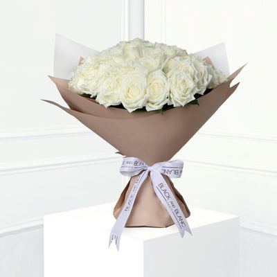 50/51 White Roses Bouqs - Fresh Flowers - BLACK AND BLANC