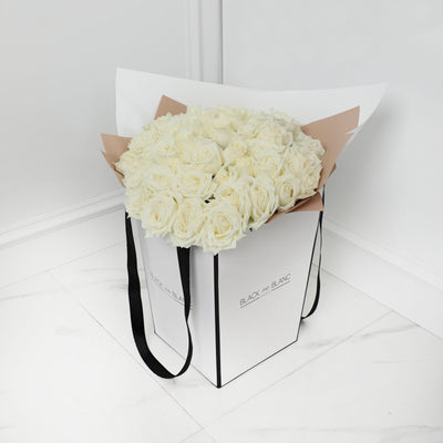 50/51 White Roses Bouqs - Fresh Flowers - BLACK AND BLANC