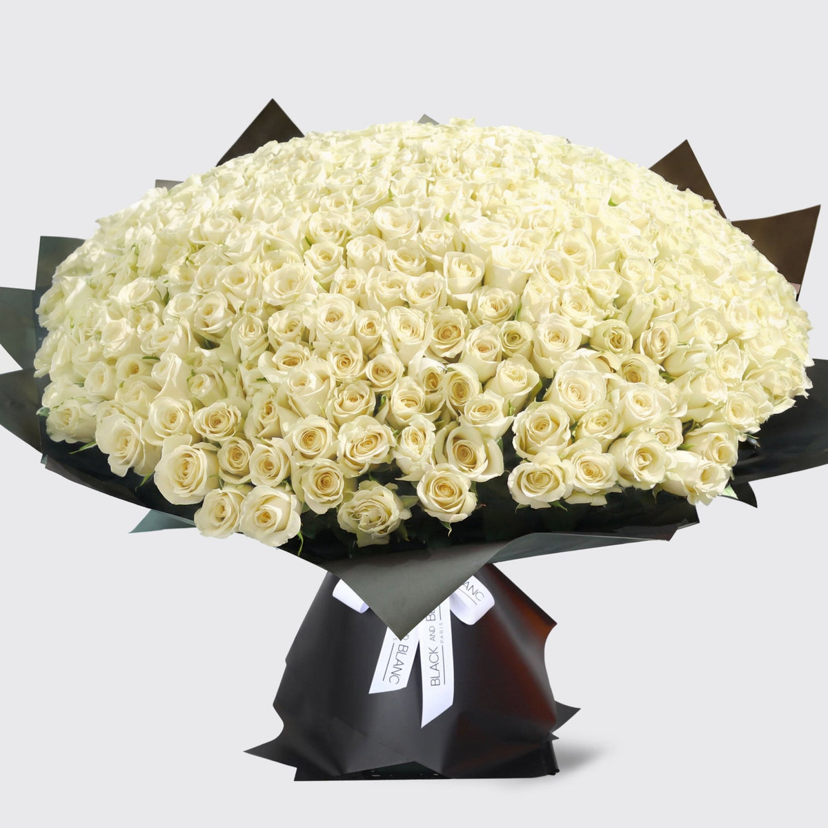 500/501 White Roses Bouquet - BLACK AND BLANC
