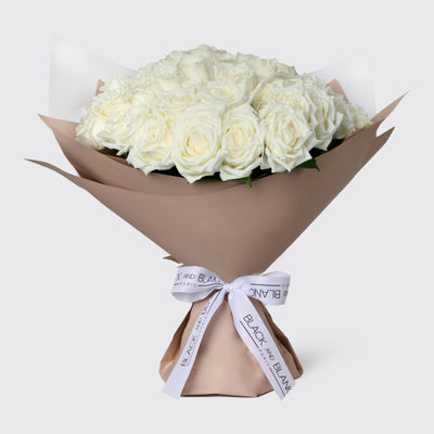50/51 White Roses Bouqs - Fresh Flowers - BLACK AND BLANC