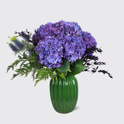 Demoiselle Emile in Vase (Purple Hydrangea)- Fresh Flowers