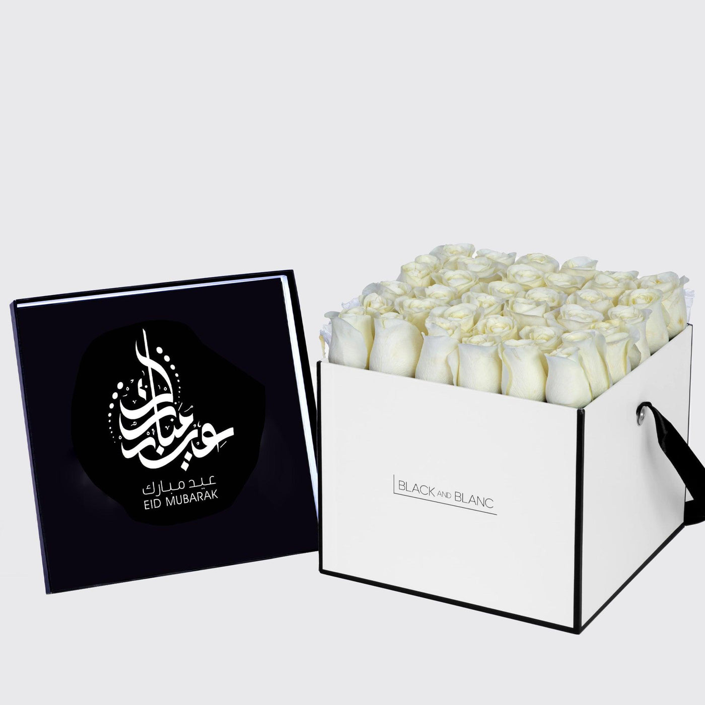 Fresh White Roses Text De Fleur Eid Al Adha - Fresh Flowers - BLACK AND BLANC