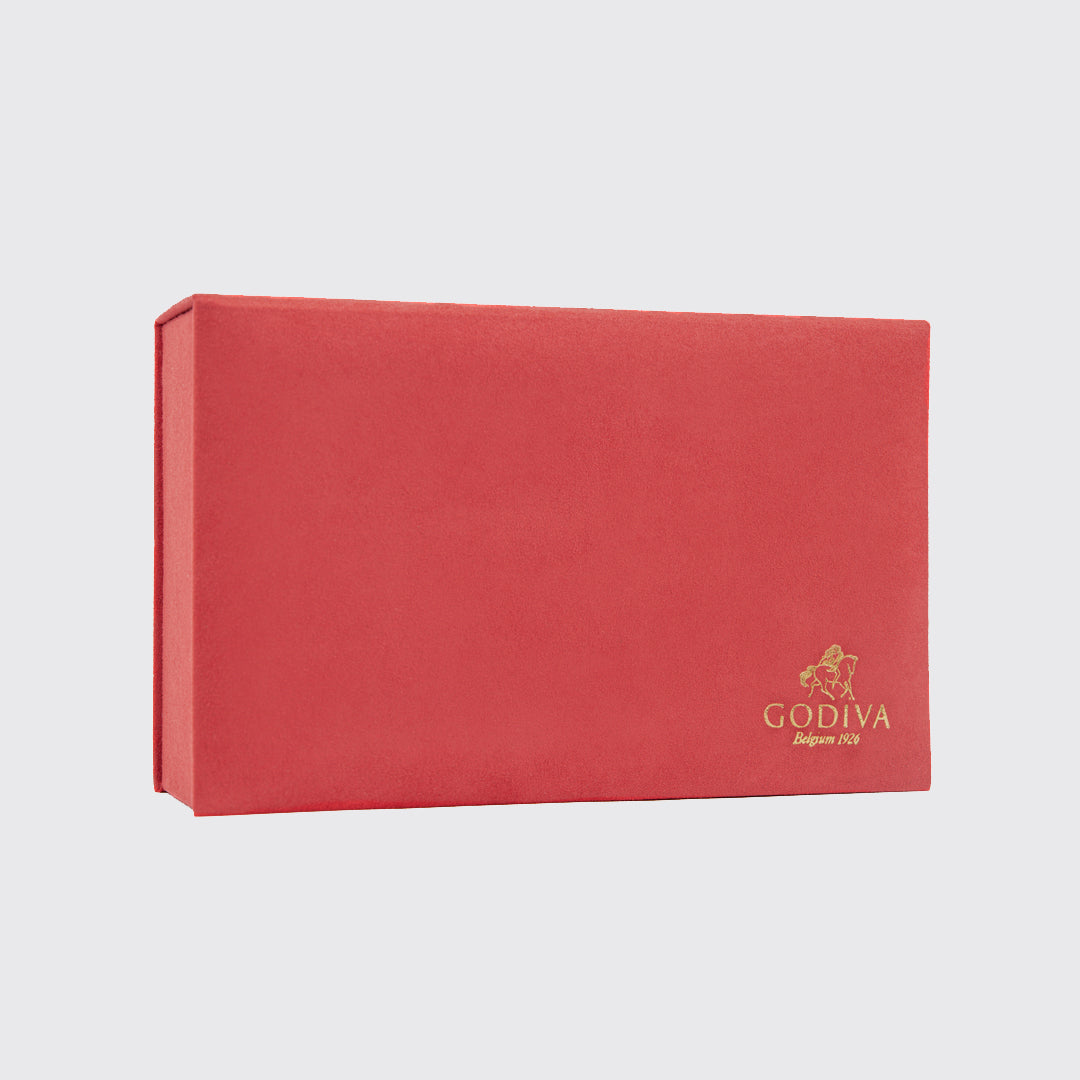 Red Godiva chocolate box with gold logo from the Royal Gift Box perfect for any occasion