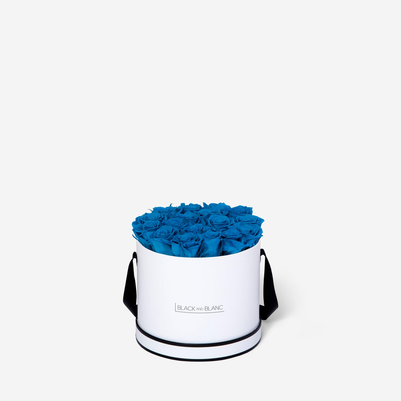 Aqua Blue Round - Infinity Roses - BLACK AND BLANC