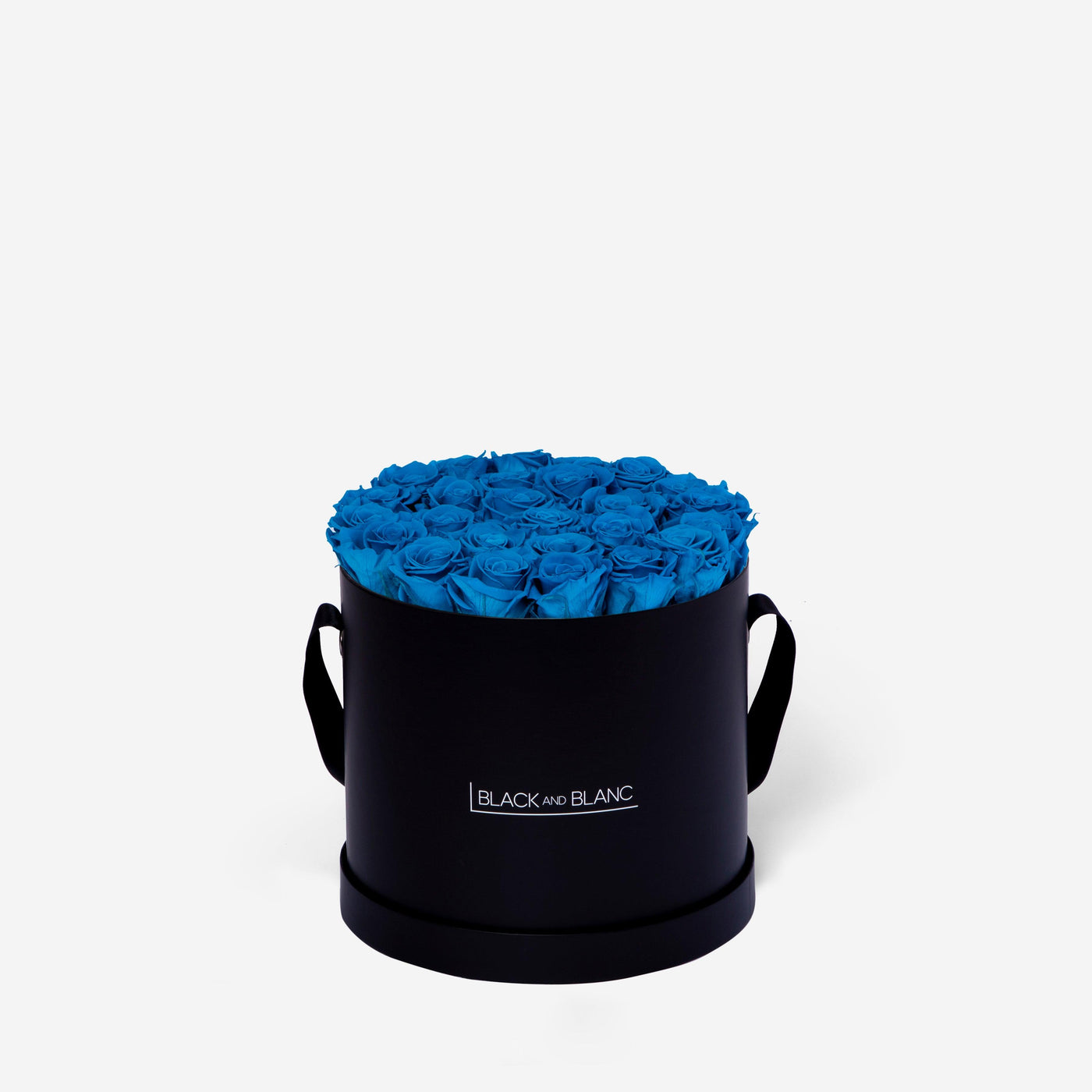 Aqua Blue Round - Infinity Roses - BLACK AND BLANC