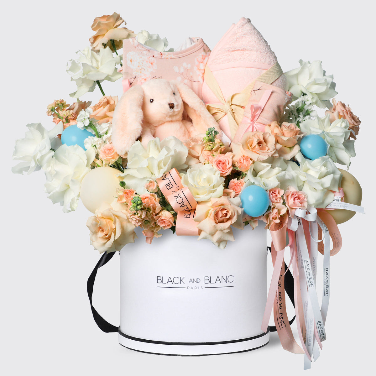 Baby Girl (Trousers Bodysuit Teddy & Hooded Towel) - White