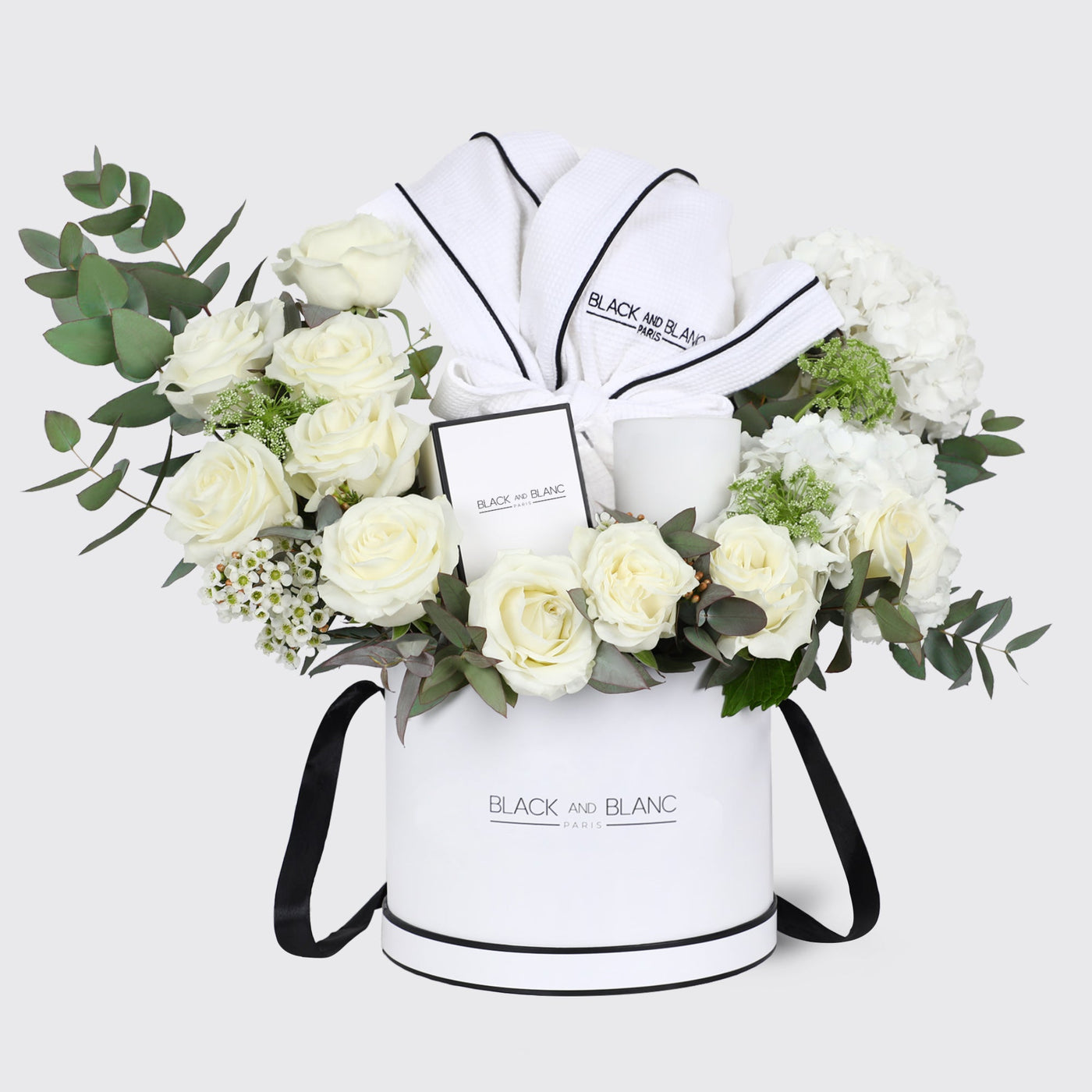 BLACK AND BLANC Bathrobe & Candle Hamper - White - Hamper