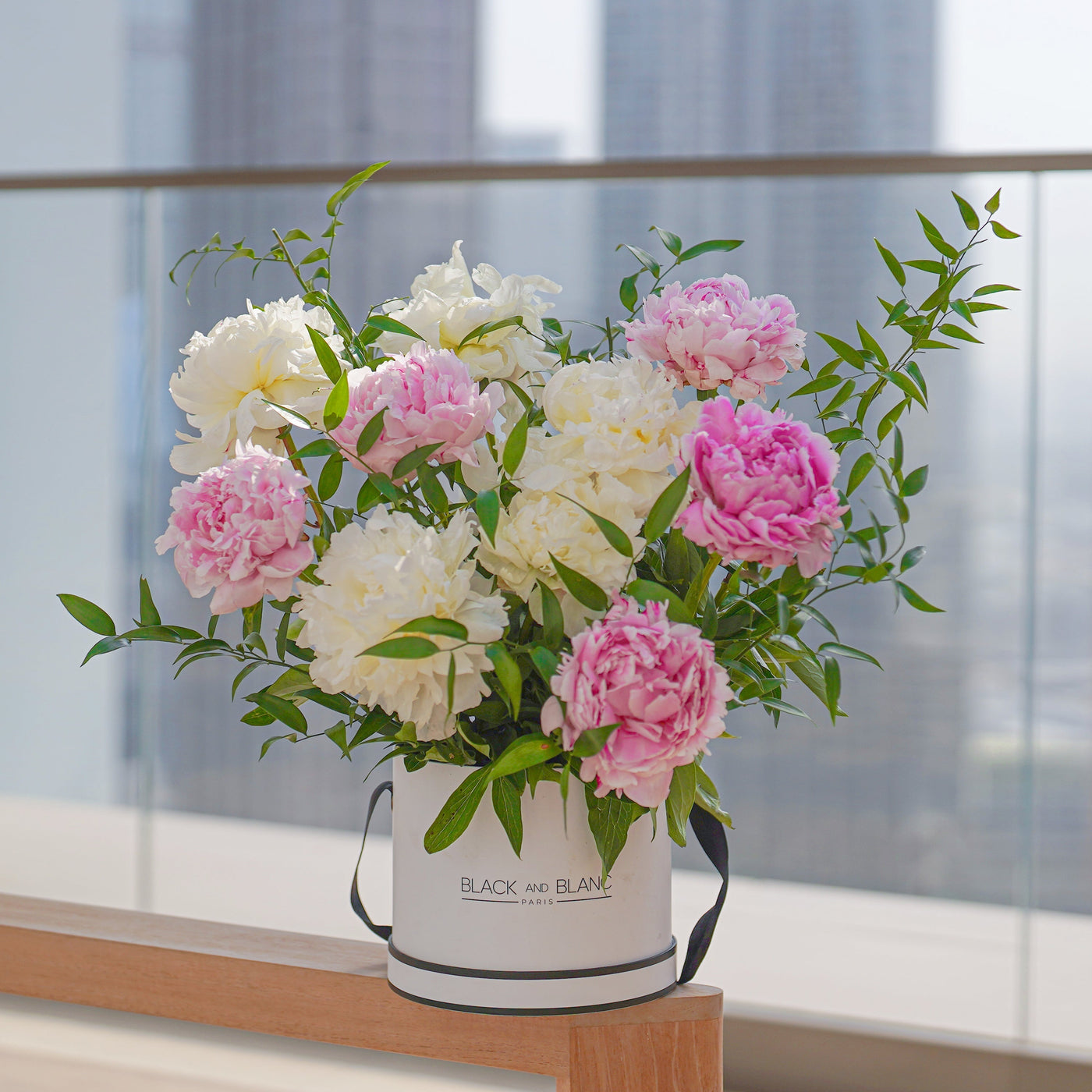 Blush White peonies in Box