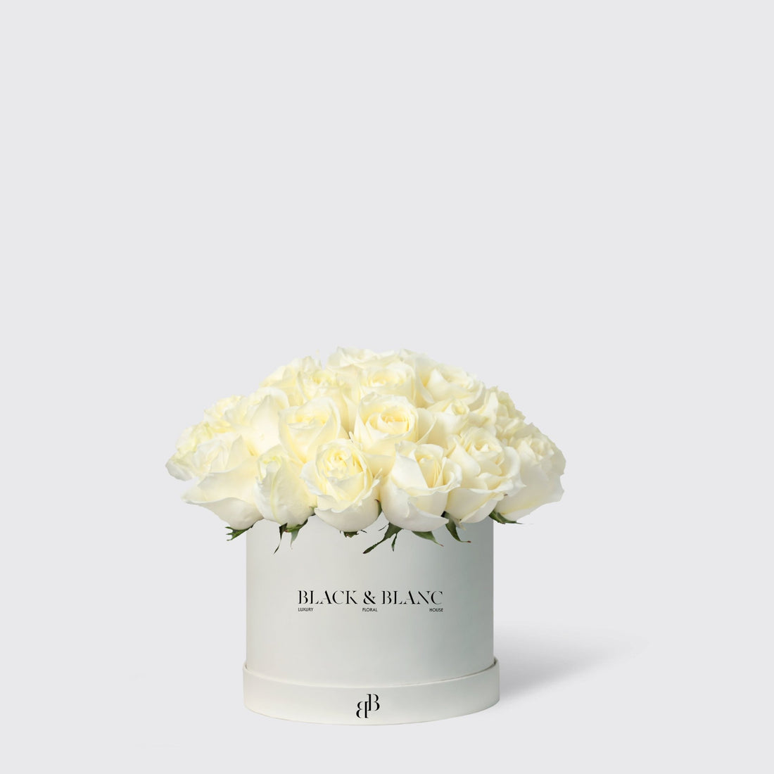 Bouqbox White Roses in Box - BLACK AND BLANC
