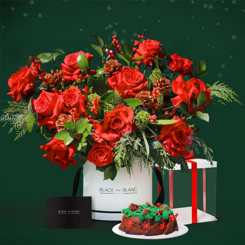 Christmas Holiday flower with Cake - BLACK AND BLANC