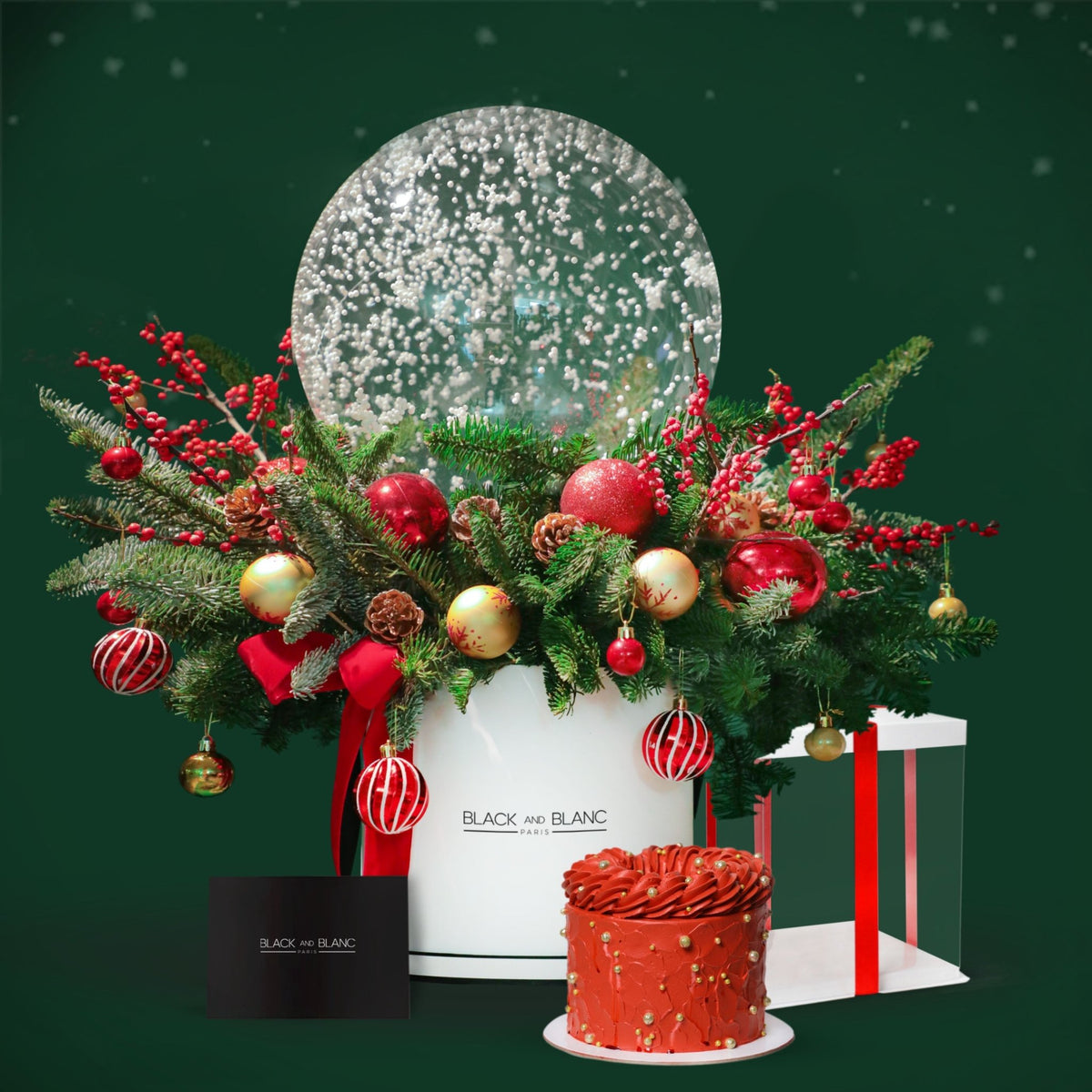 Christmas Joy Flower and Cake Bundle - BLACK AND BLANC
