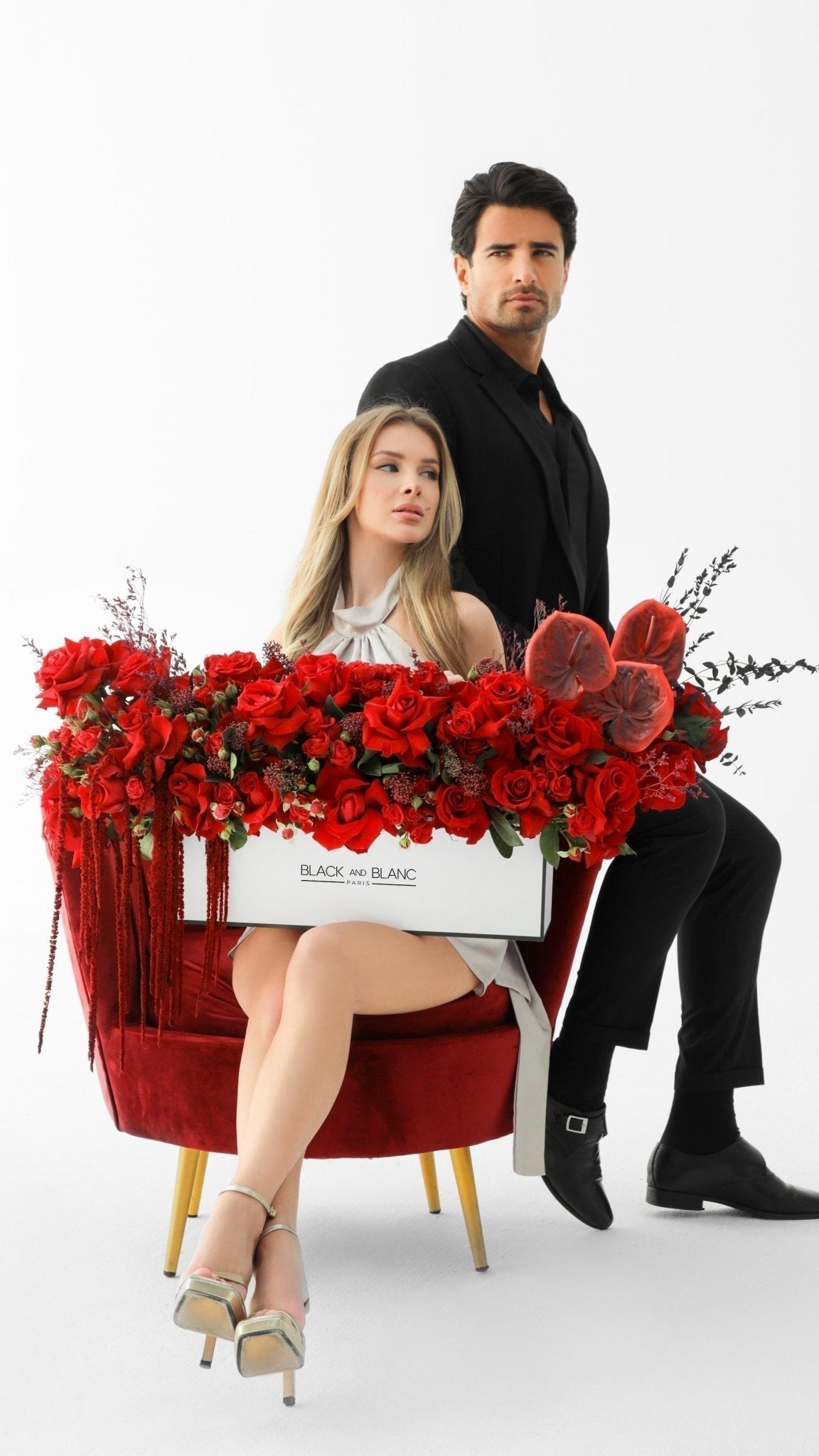 Crimson Elegance in Half meter Box - BLACK AND BLANC
