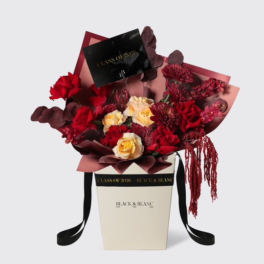 Crimson Honours Bouquet - BLACK AND BLANC