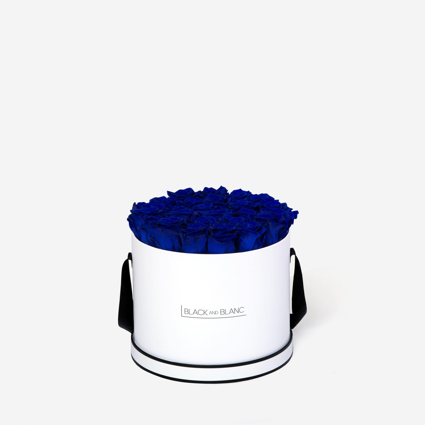 Deep Blue Round - Infinity Roses - BLACK AND BLANC