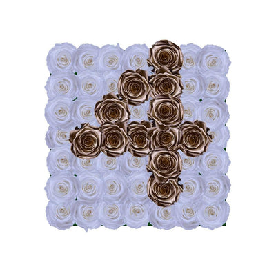 Four 4 - Infinity Roses - White / Gold