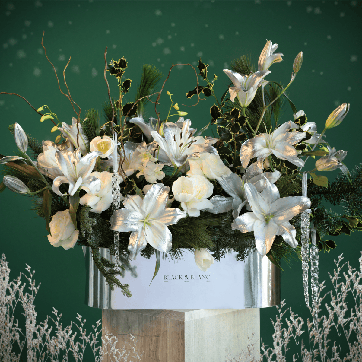 Frozen Lily in Half Meter Box - Fresh Flowers - BLACK AND BLANC
