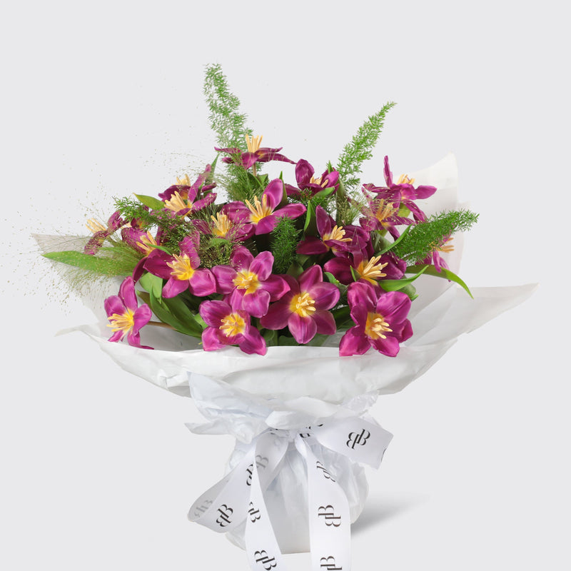 Glowing Purple Tulips Bouquet - BLACK AND BLANC