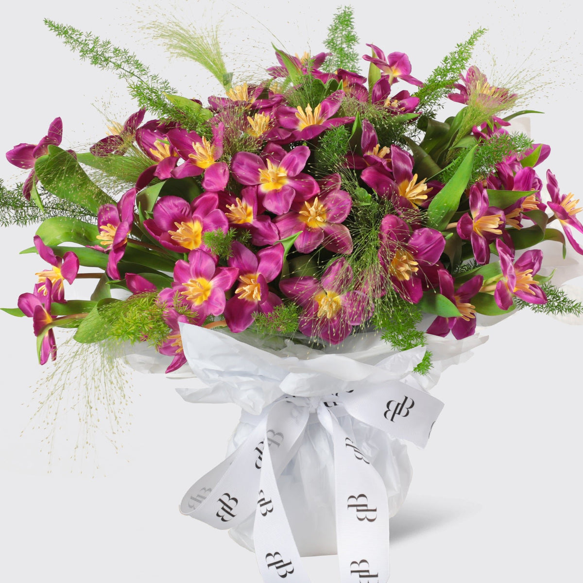 Glowing Purple Tulips Bouquet - BLACK AND BLANC