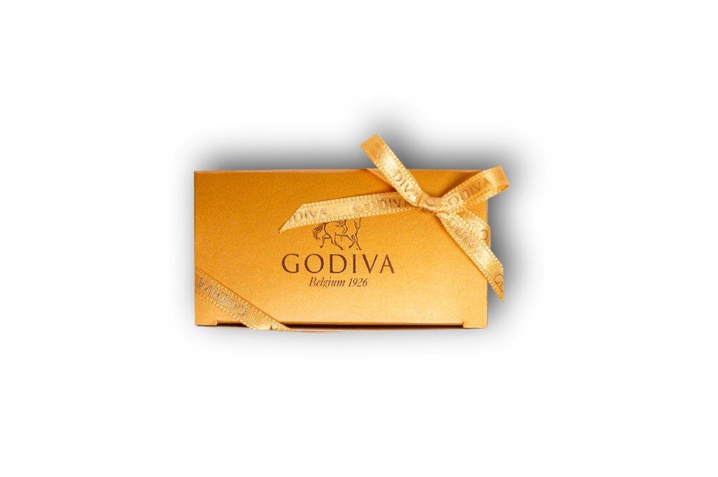 Golden Godiva Gold Ballotin 500g chocolate box elegantly wrapped with a ribbon