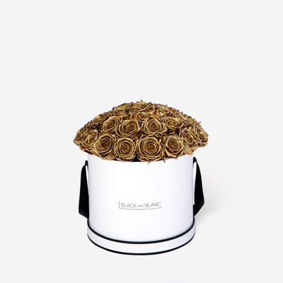 Gold BouqBox - Infinity Roses - BLACK AND BLANC