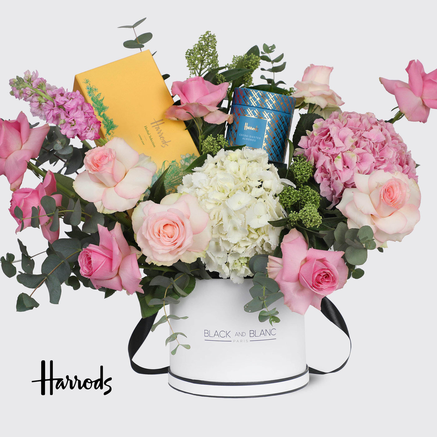 Harrods Tea & Almond Assortment - Fresh Flowers - Hamper