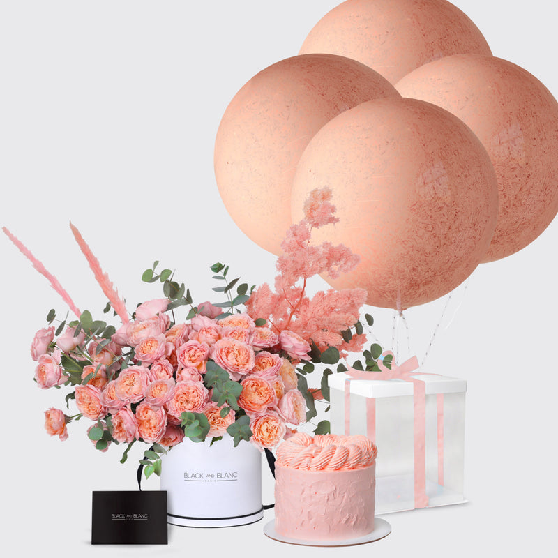 Julietta blushing with Cake and Balloons (Express)