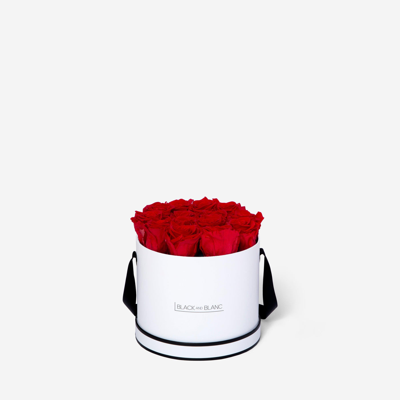 Vibrant Red Round - Infinity Roses - BLACK AND BLANC