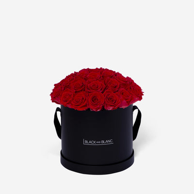 Vibrant Red BouqBox - Infinity Roses - BLACK AND BLANC
