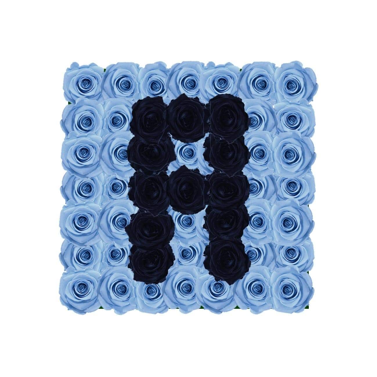 Letter A - Infinity Roses - Baby Blue / Black