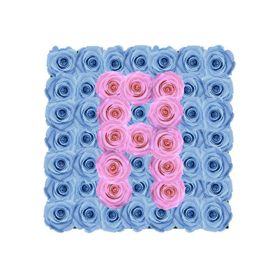 Letter A - Infinity Roses - Baby Blue / Bridal Pink