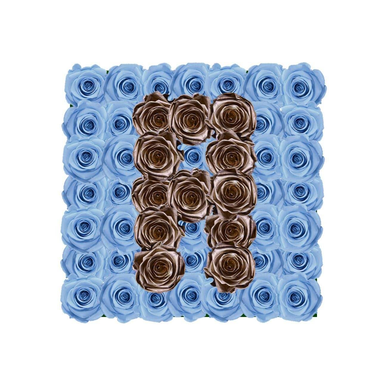 Letter A - Infinity Roses - Baby Blue / Gold