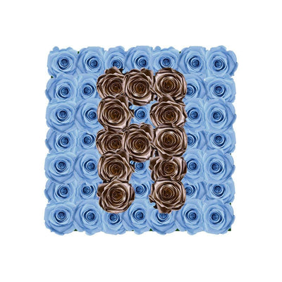 Letter A - Infinity Roses - Baby Blue / Gold