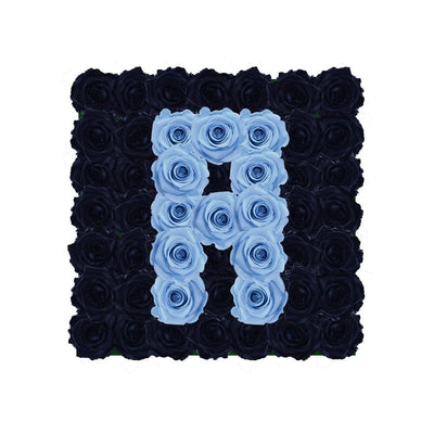 Letter A - Infinity Roses - Black / Baby Blue