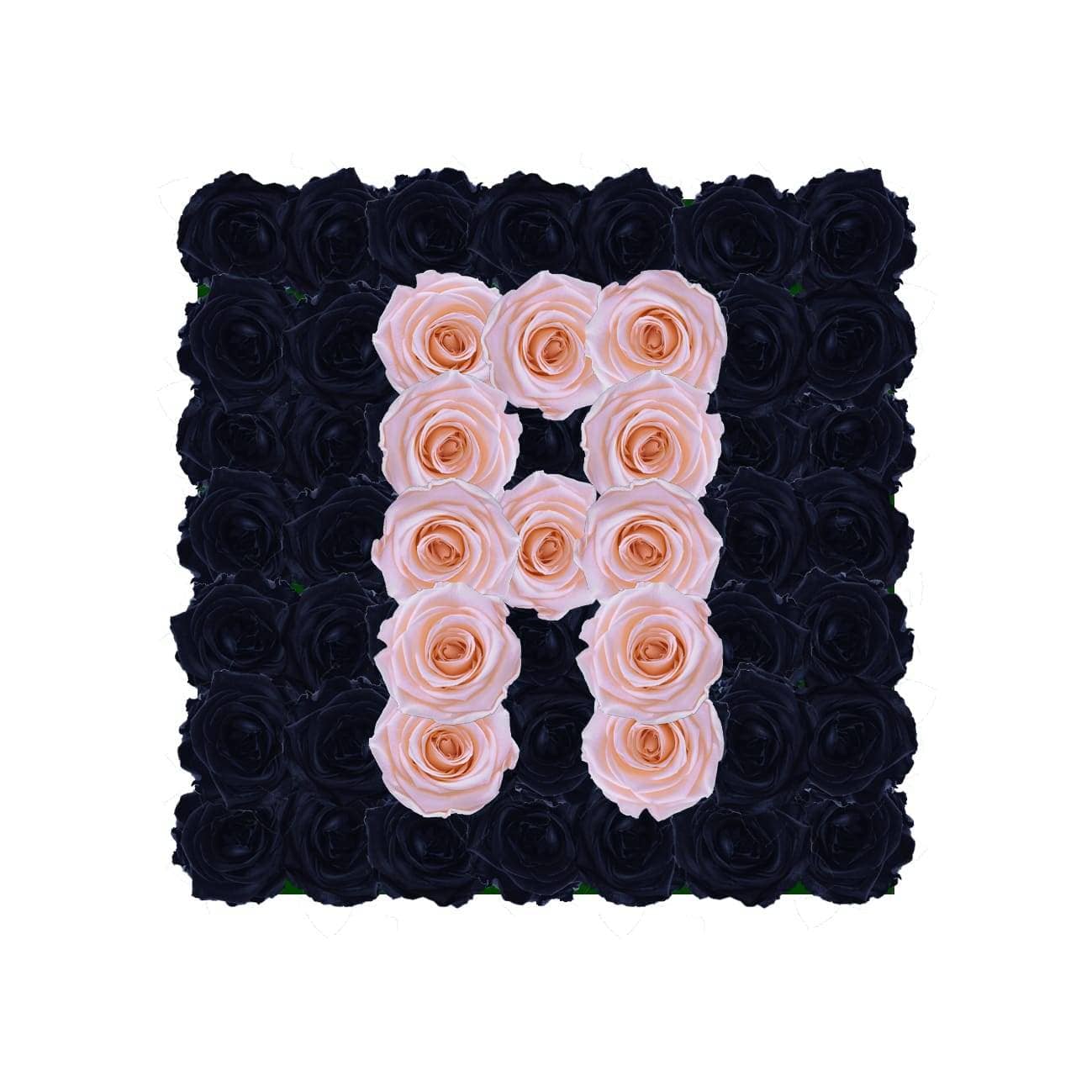 Letter A - Infinity Roses - Black / Blush