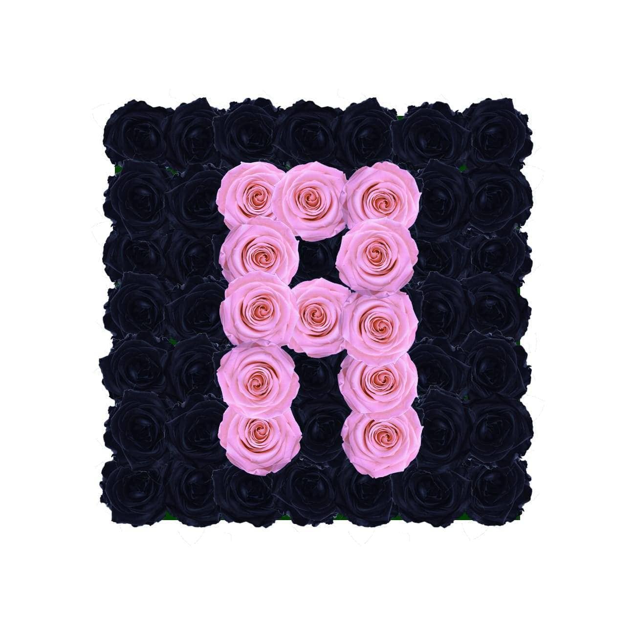 Letter A - Infinity Roses - Black / Bridal Pink