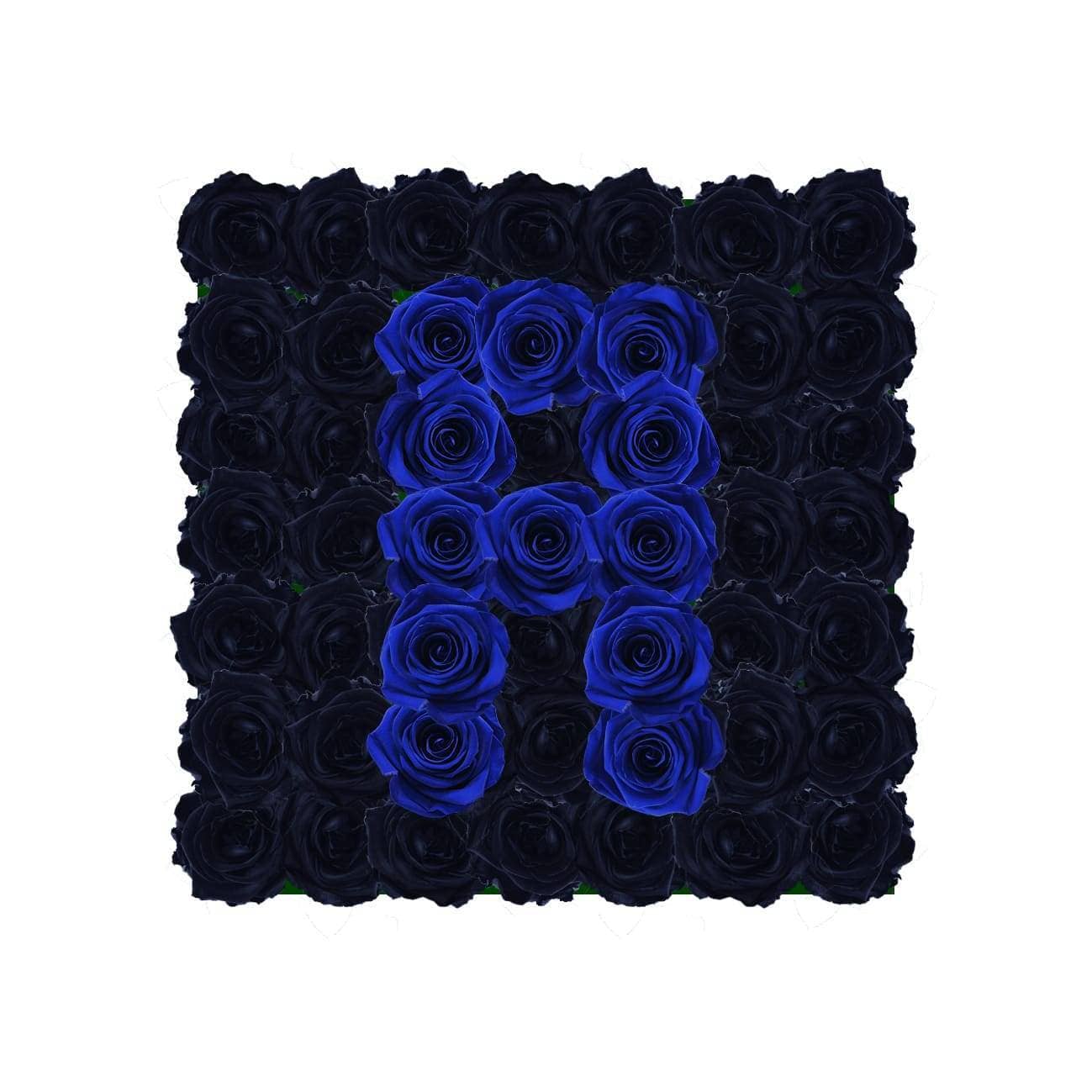 Letter A - Infinity Roses - Black / Deep Blue