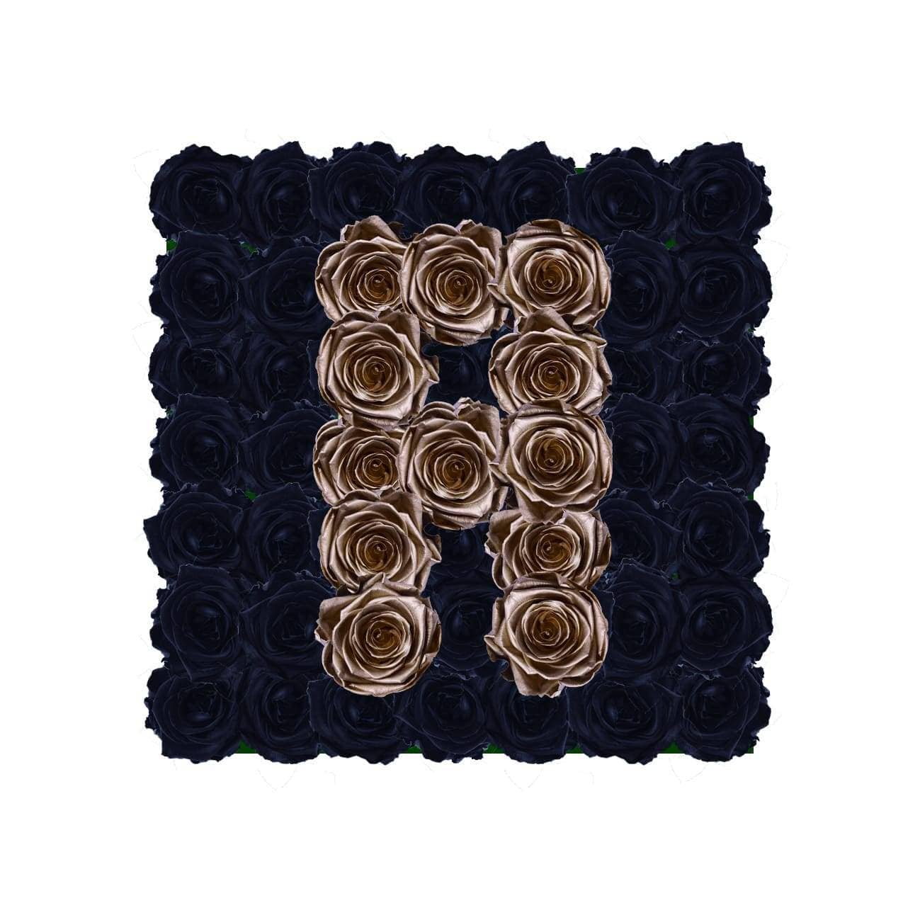 Letter A - Infinity Roses - Black / Gold