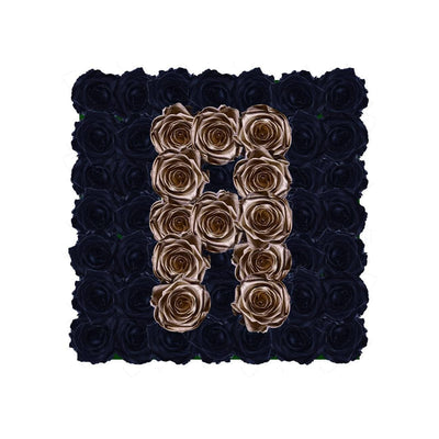 Letter A - Infinity Roses - Black / Gold